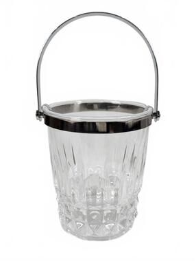 Cristal d'Arques France Crystal Ice Bucket Silver Chrome Handle MCM Barware